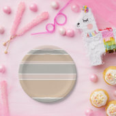 Beige strepen papieren bordje (Feest)