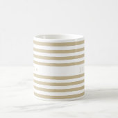 Beige Strepen Patroon Naam Koffiemok (Center)