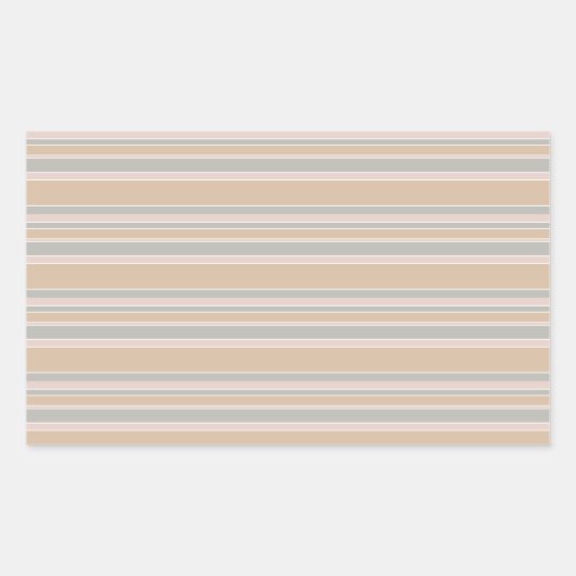 Beige strepen rechthoekige sticker (Voorkant)