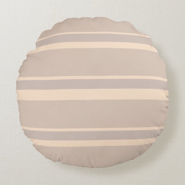 Beige Strepen Rond Kussen (Voorkant)