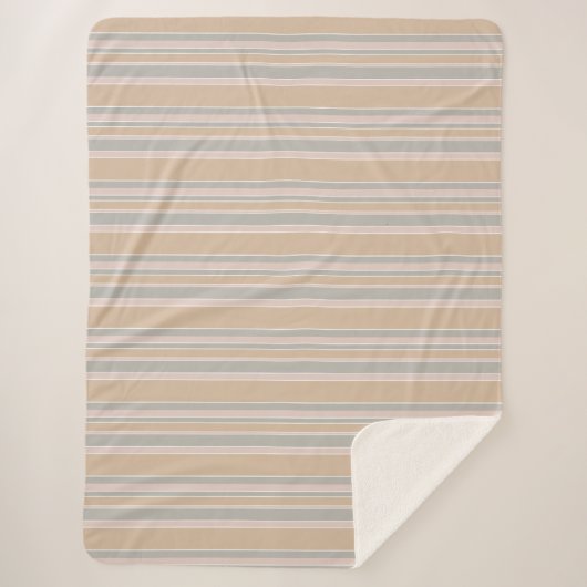 Beige strepen sherpa deken (Voorkant)