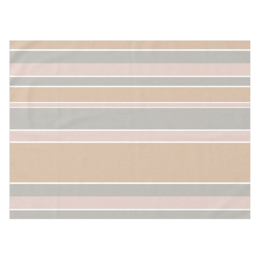 Beige strepen tafelkleed (Voorkant (Horizontaal))