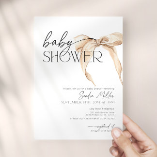 Beige Strik Baby Shower Kaart