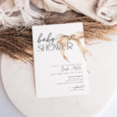 Beige Strik Baby Shower Kaart