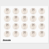 Beige strik Bezig met Knoop Bruidsborrel  Ronde Sticker (Vel)