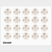 Beige strik Bezig met Knoop Bruidsborrel Ronde Sticker (Vel)