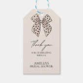 Beige strik Er Knoop Je Kousen Bruidsfeest  Cadeaulabel (Voorkant)