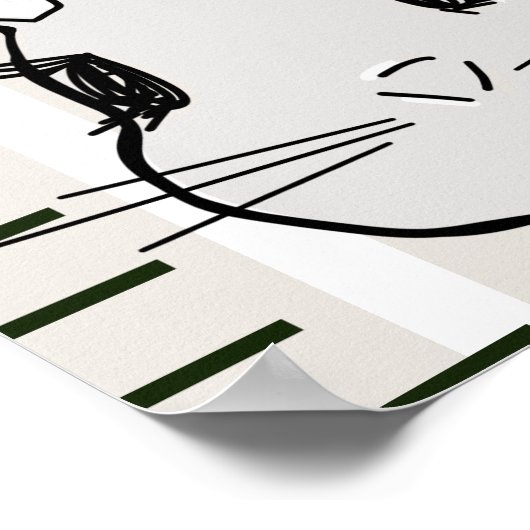 Beige Stripe Bunny Rabbit Growth Grafiek Poster (Hoek)