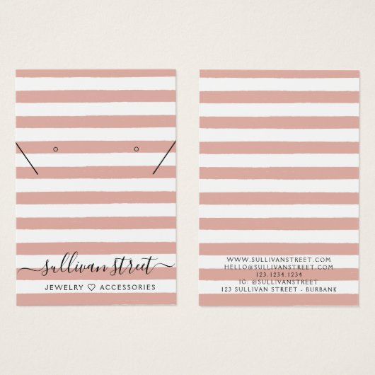 Beige Stripe Earring Ketting Display Kaart (Voorkant /achterkant)