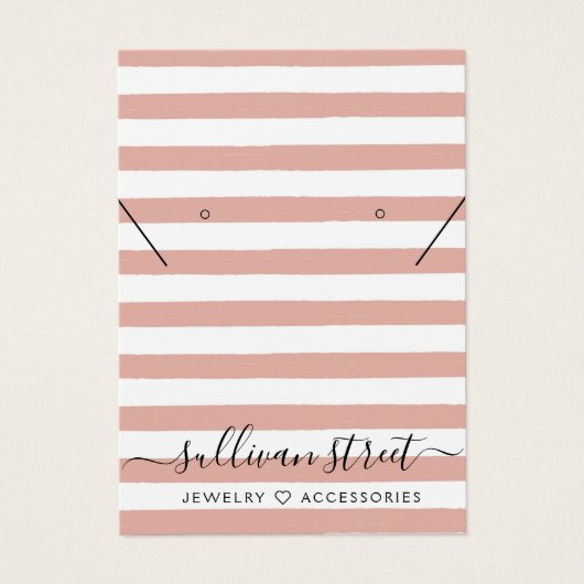 Beige Stripe Earring Ketting Display Kaart (Voorkant)