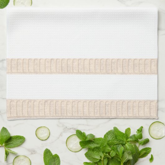 Beige Stripe White Kitchen Hand Towel Theedoek (Gevouwen)