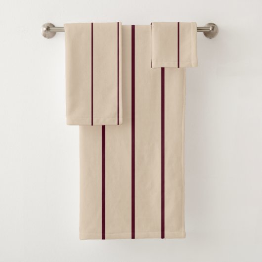 Beige Striped Bath Towel Set Bad Handdoek (Insitu)