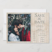 Beige  Striped Foto slaat de datum op Save The Date (Voorkant)