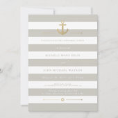 Beige Striped Nautical Rehearsal Dinner Invite Kaart (Voorkant)