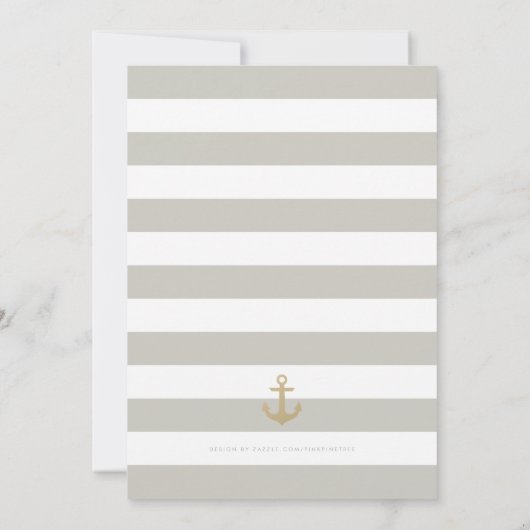 Beige Striped Nautical Rehearsal Dinner Invite Kaart (Achterkant)