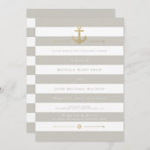 Beige Striped Nautical Rehearsal Dinner Invite Kaart (Voorkant / Achterkant)