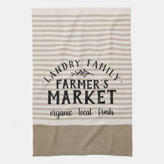Beige Stripes Custom Farmer's Market | Boerderij Theedoek (Verticaal)