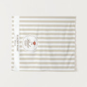 Beige Stripes Logo Table Pop Up Shop Vendor Runner Wandkleed (Voorkant (horizontaal))