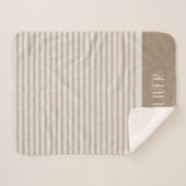 Beige Stripes Naam Monogram | Boerij Sherpa Deken (Voorkant (horizontaal))