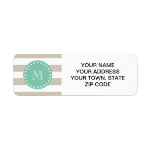 Beige Stripes Patroon, Mint Groen Monogram Etiket