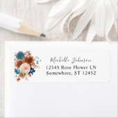 Beige & Stusty Blue Floral Return Address Label (Insitu)