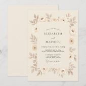 Beige Subtiele Vintage Bruiloft Kaart (Voorkant / Achterkant)