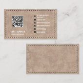 Beige Suede Leather Business QR-code Visitekaartje (Voorkant / Achterkant)