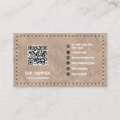 Beige Suede Leather Business QR-code Visitekaartje (Voorkant)