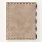 Beige Suede Leather Texture & Stitching Notitieboek (Achterkant)