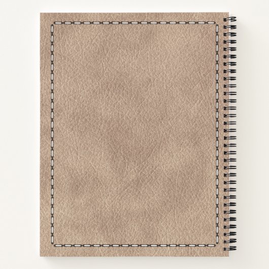 Beige Suede Leather Texture & Stitching Notitieboek (Achterkant)