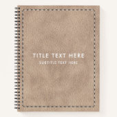 Beige Suede Leather Texture & Stitching Notitieboek (Voorkant)