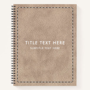 Beige Suede Leather Texture & Stitching Notitieboek