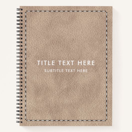Beige Suede Leather Texture & Stitching Notitieboek (Voorkant)