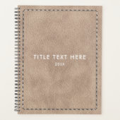 Beige Suede Lederen Textuur & Stikken 2026 Planner (Voorkant)