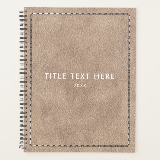 Beige Suede Lederen Textuur & Stikken 2026 Planner (Voorkant)