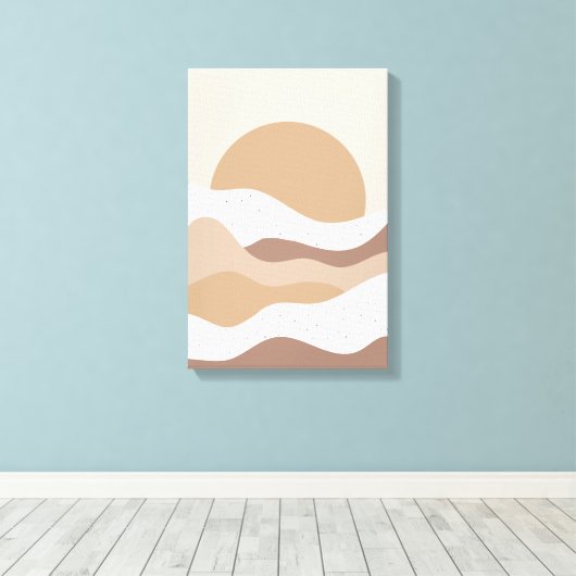 Beige Sun Boho Wall Art – Minimalist Poster Canvas Afdruk (Insitu (Houten vloer))