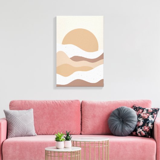 Beige Sun Boho Wall Art – Minimalist Poster Canvas Afdruk (Insitu (Woonkamer))