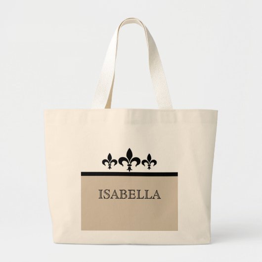 Beige Swanky Fleur De Lis Bag Grote Tote Bag (Voorkant)