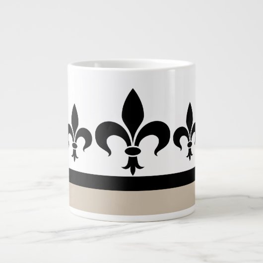 Beige Swanky Fleur De Lis Jumbo Mok (Voorkant)