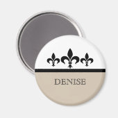 Beige Swanky Fleur De Lis Magnet (Voorkant / Achterkant)