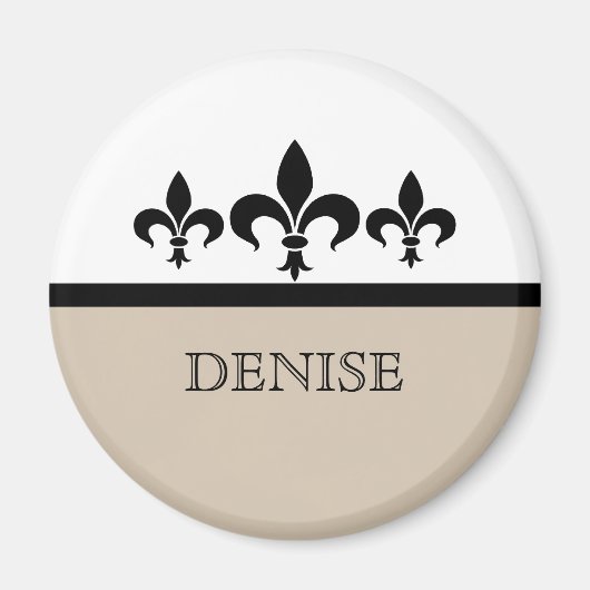 Beige Swanky Fleur De Lis Magnet (Voorkant)
