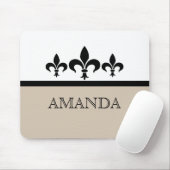 Beige Swanky Fleur De Lis Mousepad Muismat (Met muis)