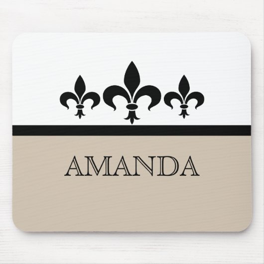 Beige Swanky Fleur De Lis Mousepad Muismat (Voorkant)