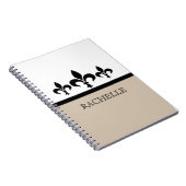Beige Swanky Fleur De Lis Notitieboek (Rechterzijde)