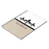 Beige Swanky Fleur De Lis Notitieboek (Linkerzijde)