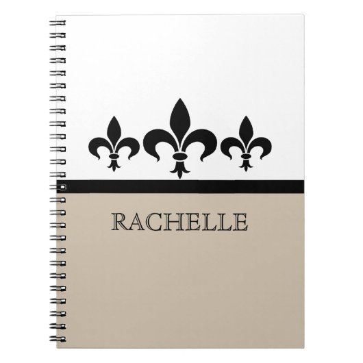Beige Swanky Fleur De Lis Notitieboek (Voorkant)