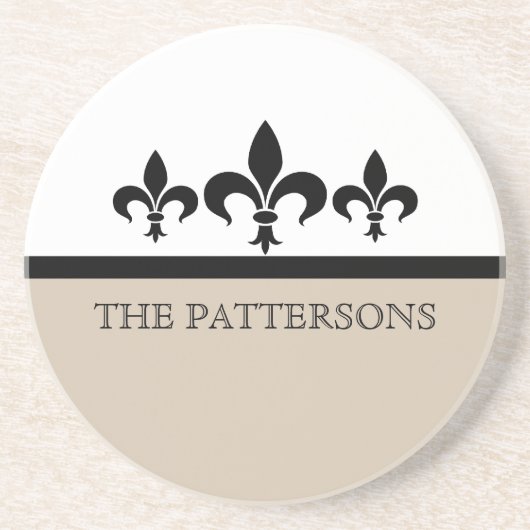 Beige Swanky Fleur De Lis Onderzetter (Voorkant)