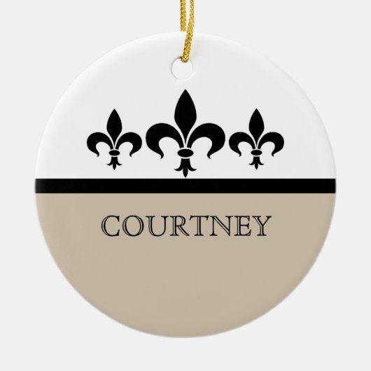 Beige Swanky Fleur De Lis Ornament (Voorkant)