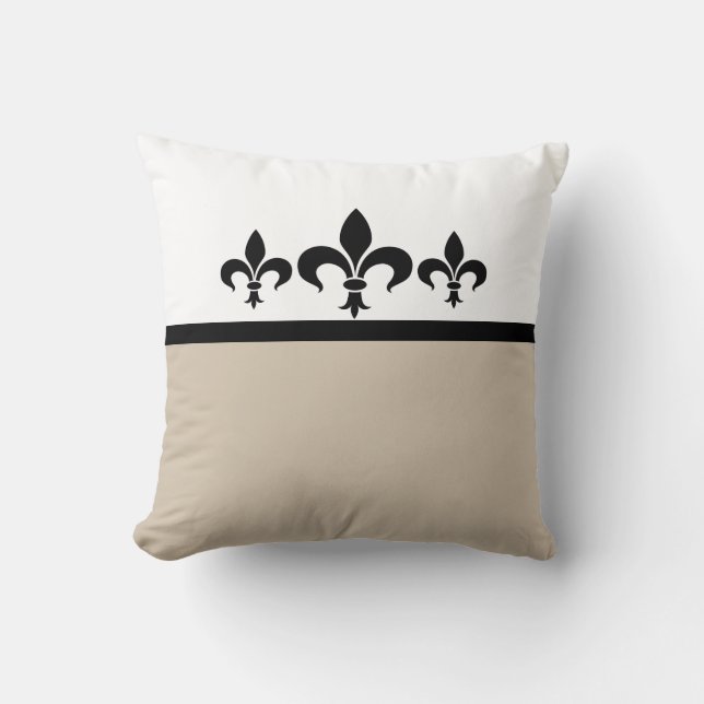 Beige Swanky Fleur De Lis Pillow Kussen (Voorkant)