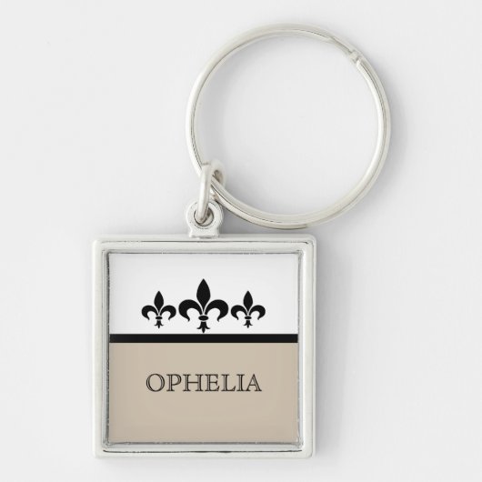 Beige Swanky Fleur De Lis Premium Sleutelhanger (Voorkant)